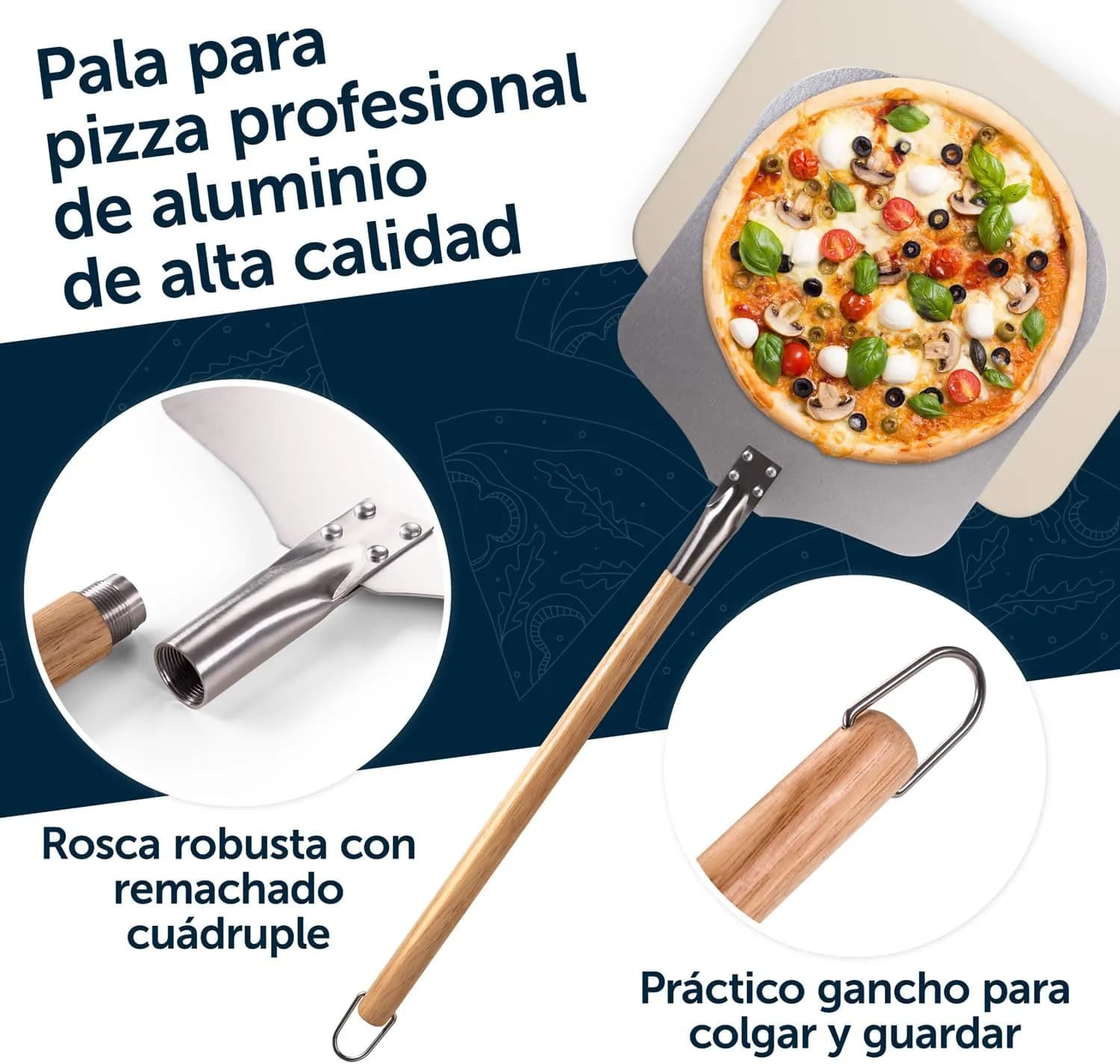 Blumtal Piedra para Pizza de Cordierita 38×30 cm + Pala (bundle)