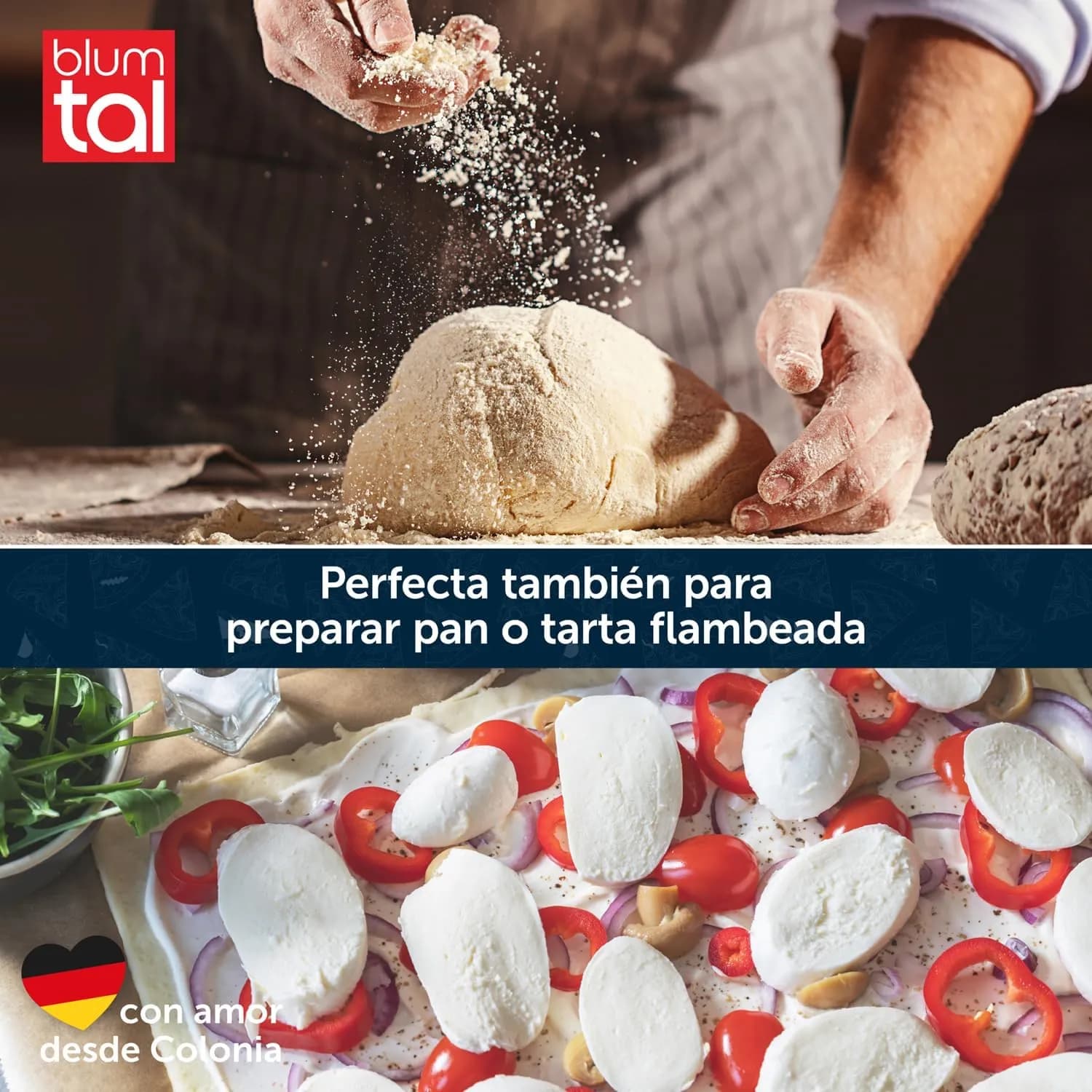 Blumtal Piedra para Pizza de Cordierita 38×30 cm + Pala (bundle)