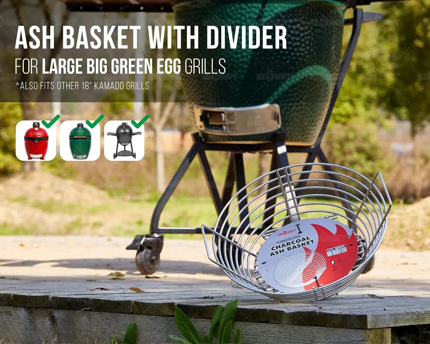 Cesta de carbón con divisor para Kamado Joe Classic y BGE Large