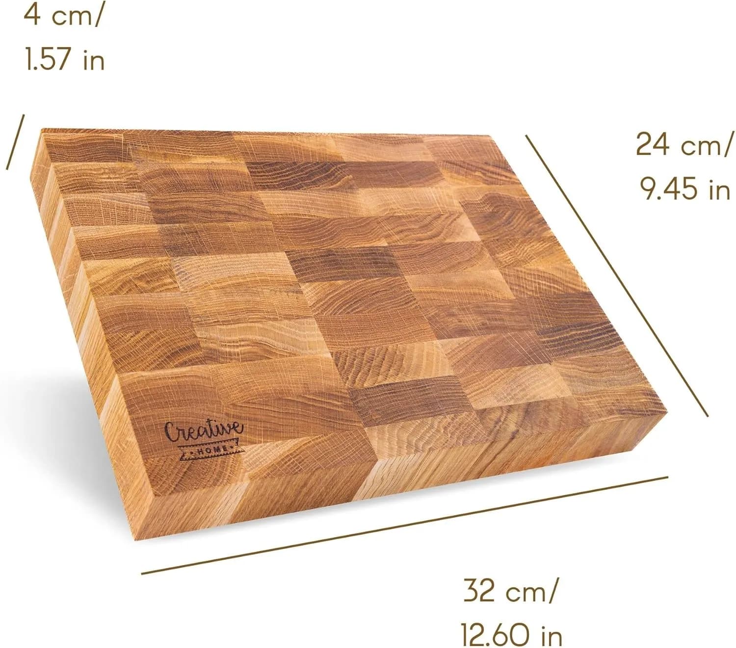 Creative Home Bloque de Carnicero Roble 32x24x4 cm
