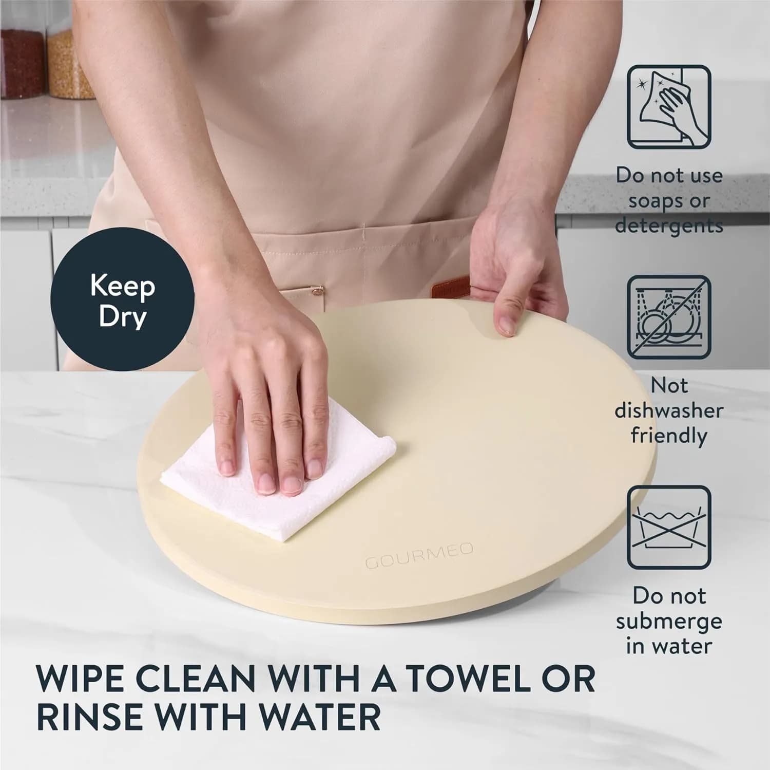 GOURMEO Piedra para Pizza de Cordierita Redonda 35 cm