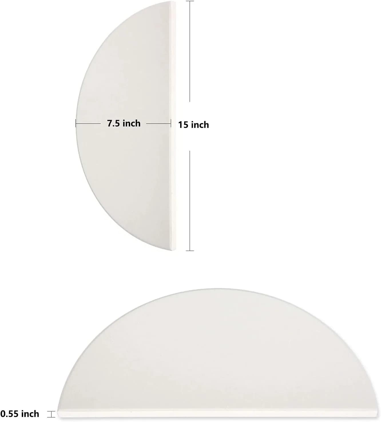VANKEY Deflector de Calor de Cerámica Media Luna (Kamado Joe Classic, 1 pieza, 38×19×1,4 cm)