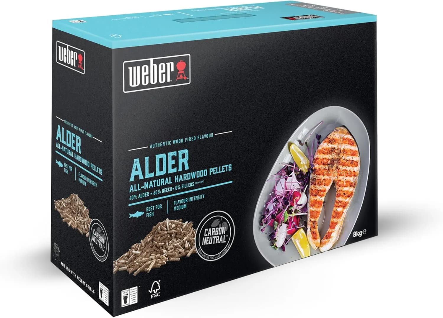 Weber Pellets de Madera - Madera de Aliso (8kg), ahumar Pescado, Madera 100% Natural, Producto de la UE, certi (vista 1)